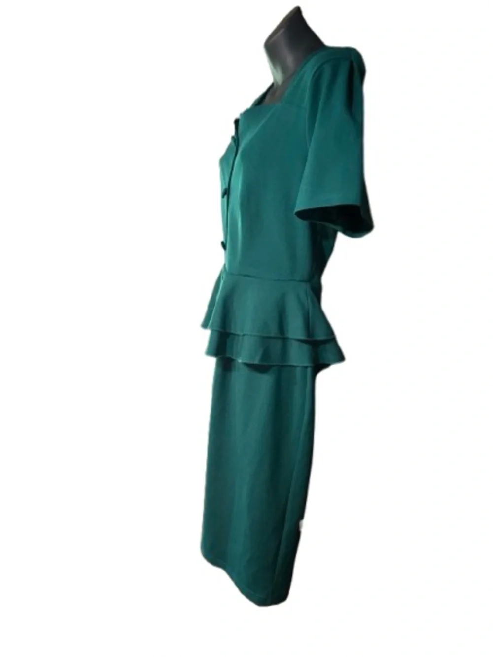 Aisize Reproduction Women's 1940s Vintage Square Peplum Bodycon Dress - Picture 6 of 14